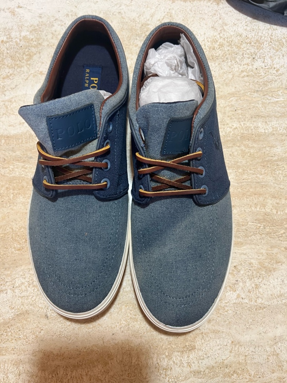 Polo by Ralph Lauren Men's Blue Canvas Lace-Up Casual Shoes